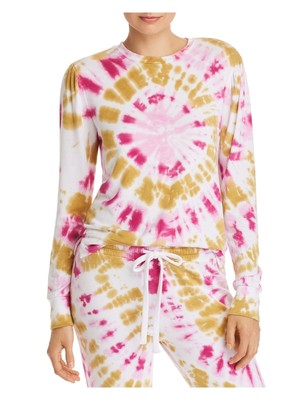 

LNA CLOTHING Женский розовый топ с длинными рукавами и круглым вырезом Tie Dye Размер