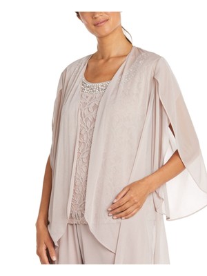 

R-M RICHARDS Женский бежевый драпированный кардиган без воротника с рукавами 3/4 и открытой передней частью