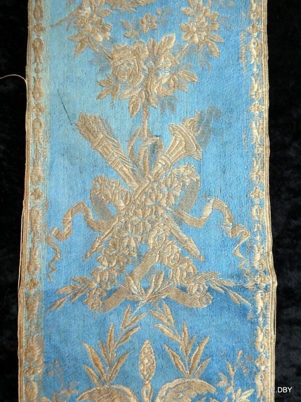 Soie Tissee Large Ruban Tisse Jacquard 19 Ã© Carquois Corne D'Abondance Oiseaux