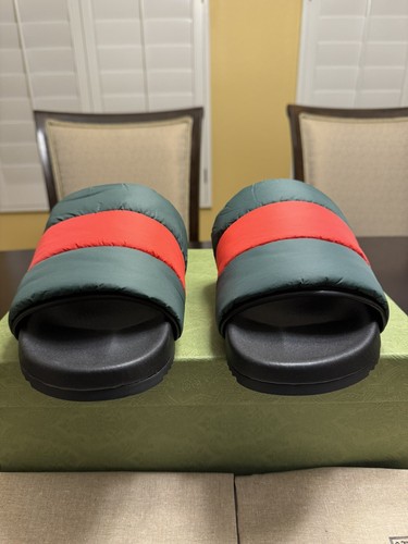 Pre-owned Gucci Logo Colors Padded Slide Sandals Size 38 / Us 8 In Multicolor