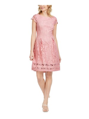 

JESSICA HOWARD Женское розовое платье выше колена с короткими рукавами + расклешенное платье, Розовый