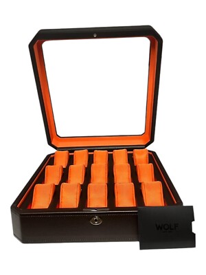 Wolf 458506 Windsor 15 Piece Watch Box in Brown & Orange MSRP $405