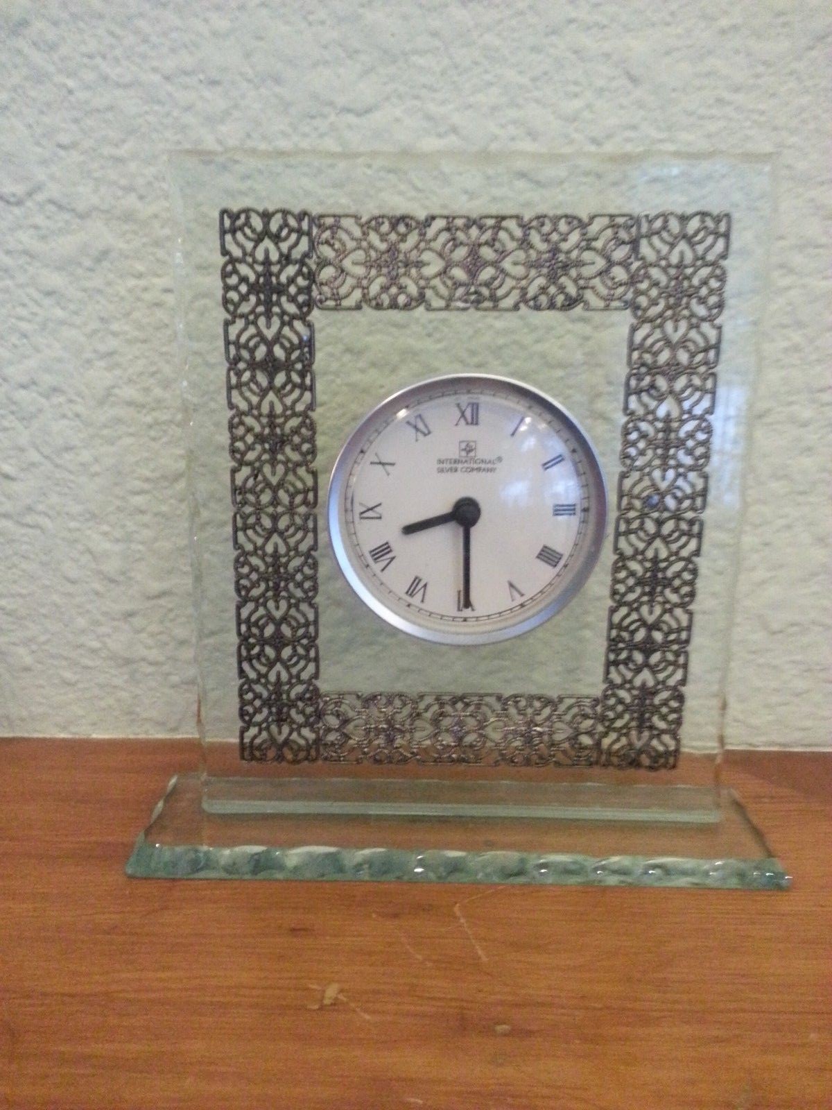 Vintage International Silver Company Mantel Clock, battery run, parts or repair