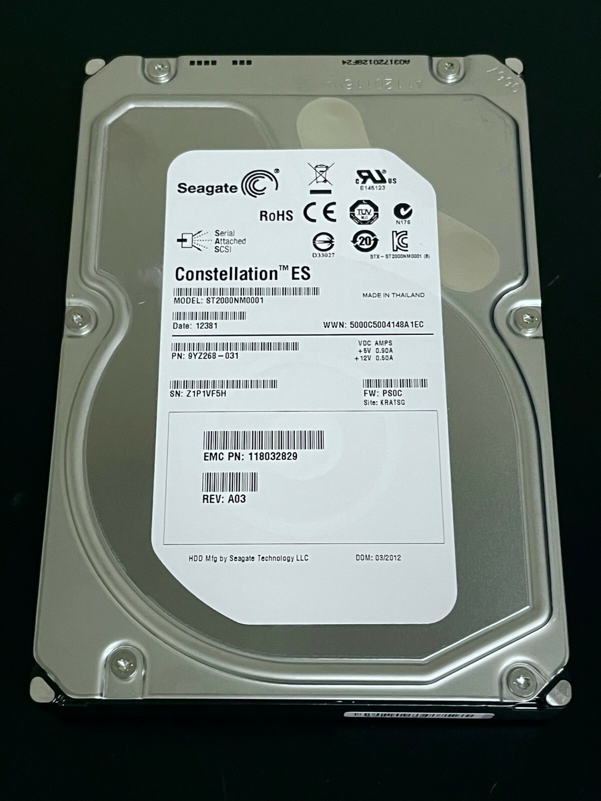 PCパーツ Seagate st2000nm0001?2tb 7.2?K RPM 3.5?&quot; sas-6gb / S HDD 2zzhgl6 Seagate ST2000NM0001 2TB 7.2K SAS 3.5