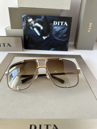 Pre-owned Dita Mach-five Drx-2087-i Gld Brn Brushed White Gold-brown Gradient Sunglasses