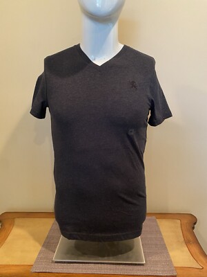 Express Men s Charcoal Gray  V-Neck T-Shirt With Crest NWT SIZE XS