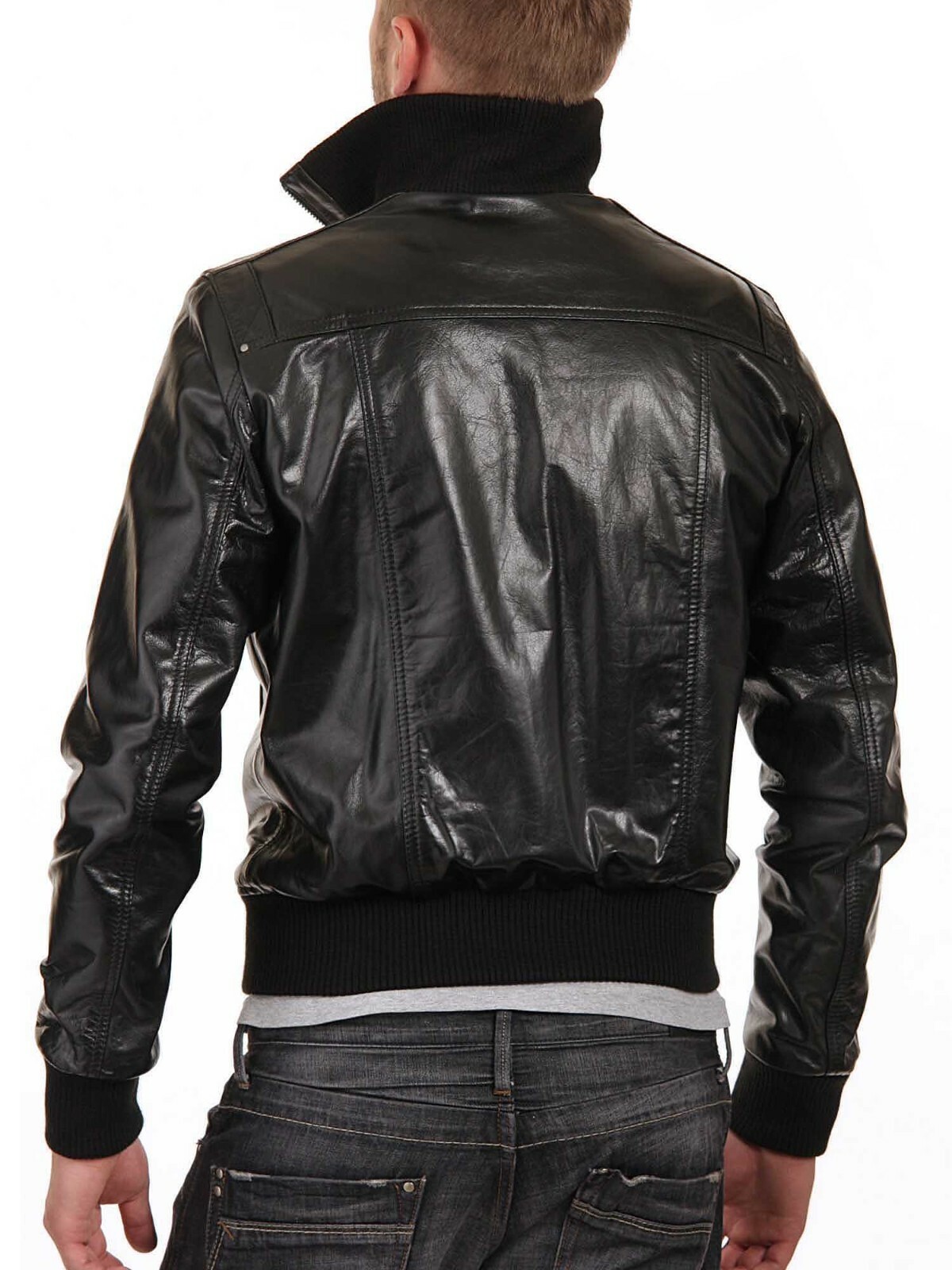 F$L HERREN LEDERJACKE SLIM FIT BIKER MOTORRAD ECHT LAMMLEDER JACKE - MJ0023