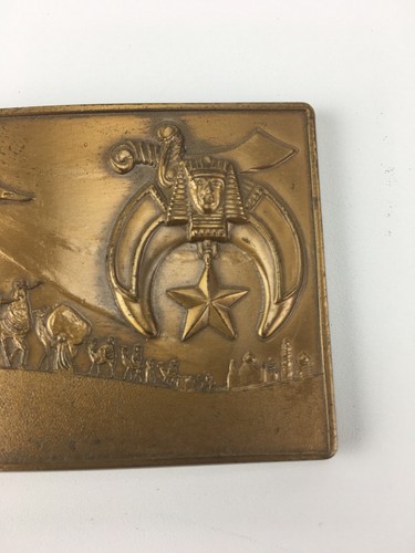 Vintage Brass Klitzner Shriners on Camels Caravan Masonic Masons Belt Buckle USA