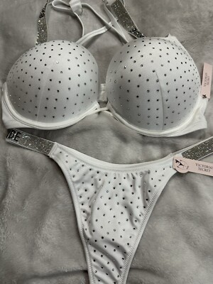 Victoria s  Secret 2 Pc  Swim Suit Bombshell Bride  34D Push-up W/Small  Thong