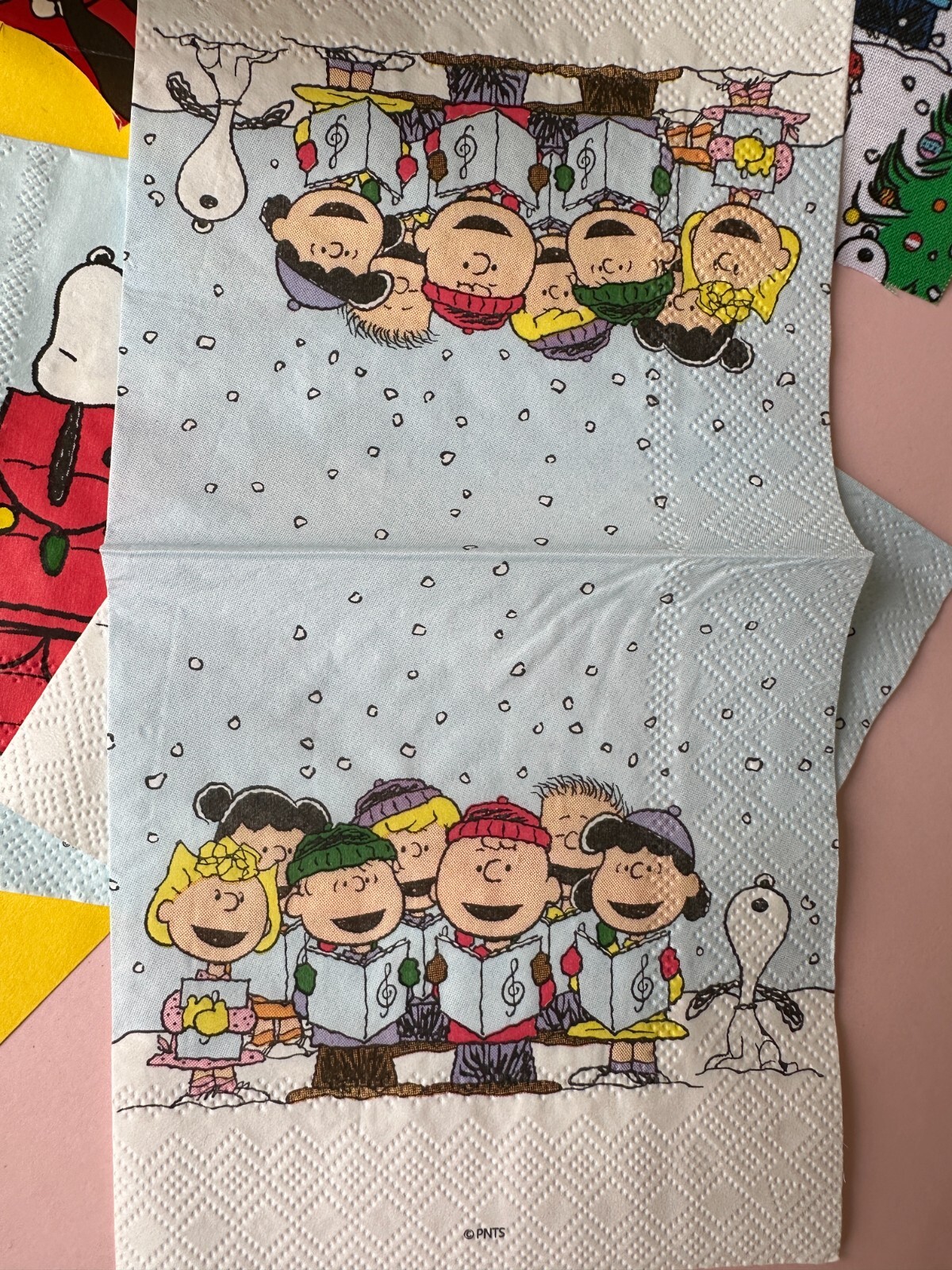 2 Individual Paper Decoupage Beverage Size Napkins Christmas Carol Peanuts DIY