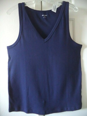 Must Have! Old Navy Dk Blue Navy Fitted V-Neck Ribbed Tank Top Shell 14 16 1X XL