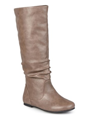 

JOURNEE COLLECTION Женские ботинки Jayne для верховой езды серо-бежевого цвета с напуском до середины икры, Бежевый, JAYNE-TAU-090WC