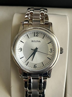 Bulova Silver-Tone Dial Stainless Steel Quartz Ladies Watch 96L005, New in box