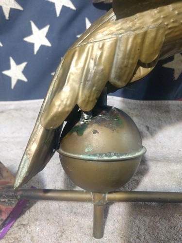 VINTAGE COPPER EAGLE WEATHERVANE WITH SPHERES AND DIRECTIONALS.