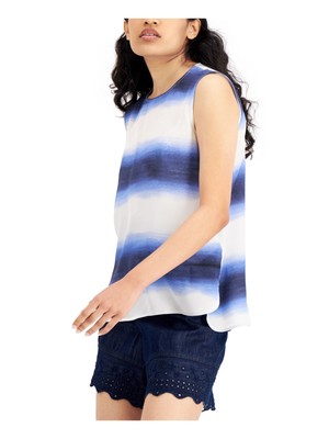 

MARELLA Женская темно-синяя шелковая блуза в полоску с вырезом под горло, Navy