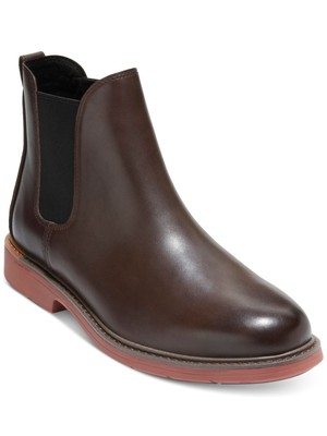 COLE HAAN Мужские коричневые ботинки Челси из кожи с круглым носком и блочным каблуком на шнуровке, 9,5 М