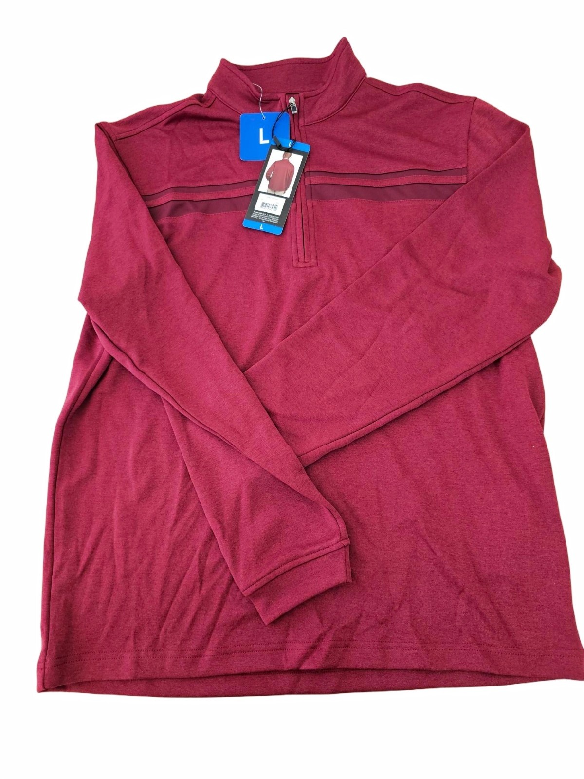Pebble Beach Mens Performance 1/4 Zip Long Sleeve Shirt Red LG / LARGE
