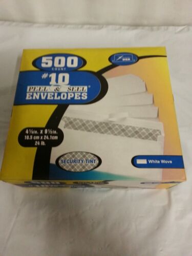 500 Letter Mailing Envelopes Security Peel & Seal White  4-1/8 x 9-1/2 No #10 