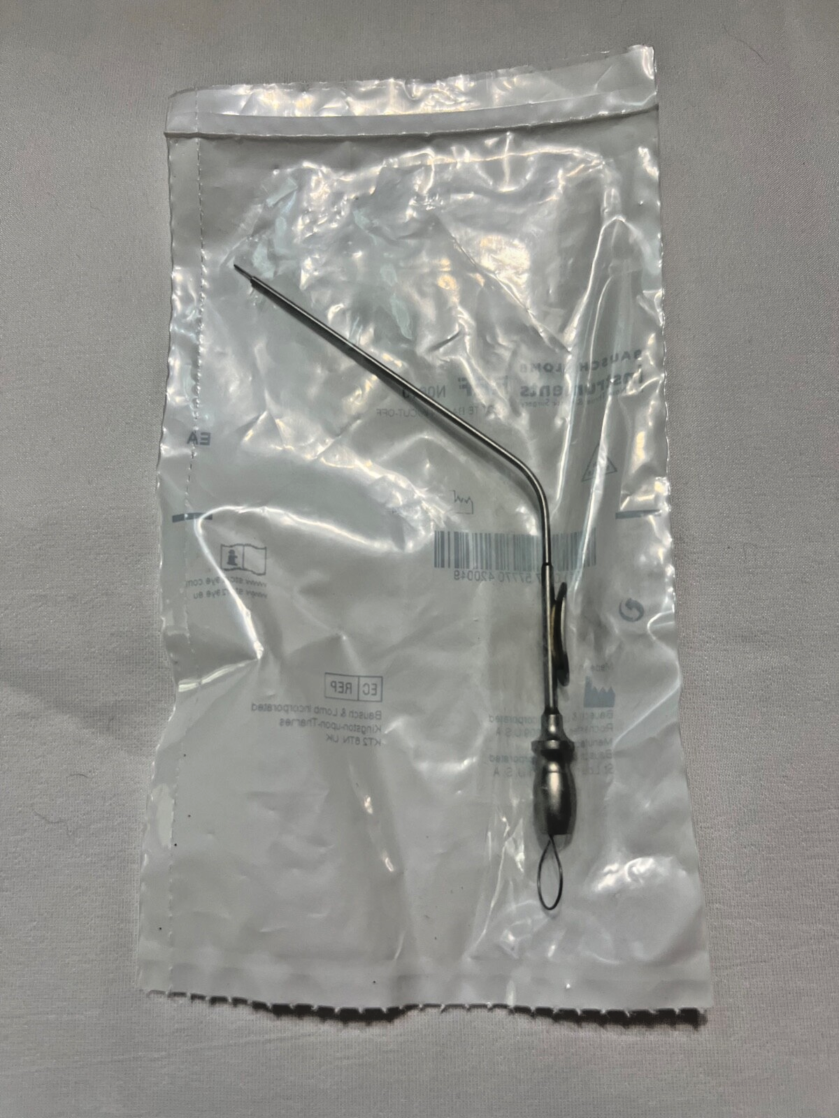 Bausch & Lomb N0610 ENT Baron Suction Tube 5FR w/ Thumb Plate & Cutoff 5" Length