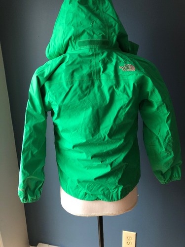 The North Face Girls Hyvent Jacket Coat Windbreaker Hidden Hood Size S 7/8 Green