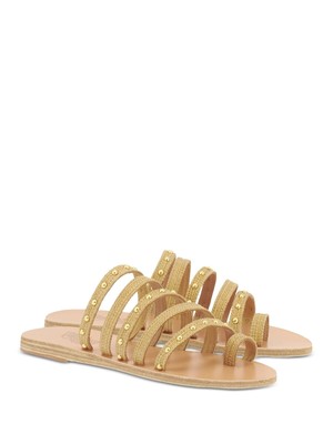 

ANCIENT GREEK SANDALS Женские бежевые кожаные шлепанцы Niki Toe Slip On, Бежевый, 10481 1080