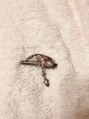 Vintage Signed Jezlaine Sterling Silver Cat Dangling Mouse Pin Brooch MINT COND!