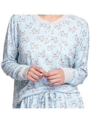 

HANES Intimates Голубая вязаная пижама с круглым вырезом и длинными рукавами, размер, Light blue