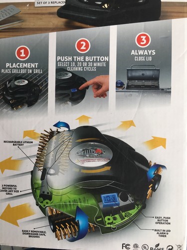 Grillbot Automatic Grill Scrubber and Cleaner with Protective Carrying Case,