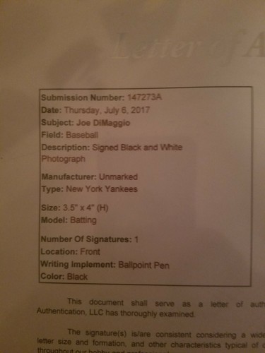 Joe DiMaggio Autograph PSA/DNA