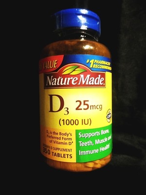 NATURE MADE VITAMIN D3 25 mcg (1000 IU) 350 TABLETS...