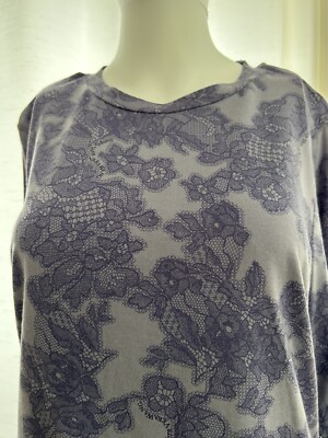 SIMPLE VERA  Pullover Floral  T-Shirt 3/4 Sleeves  Color Purple Size Large