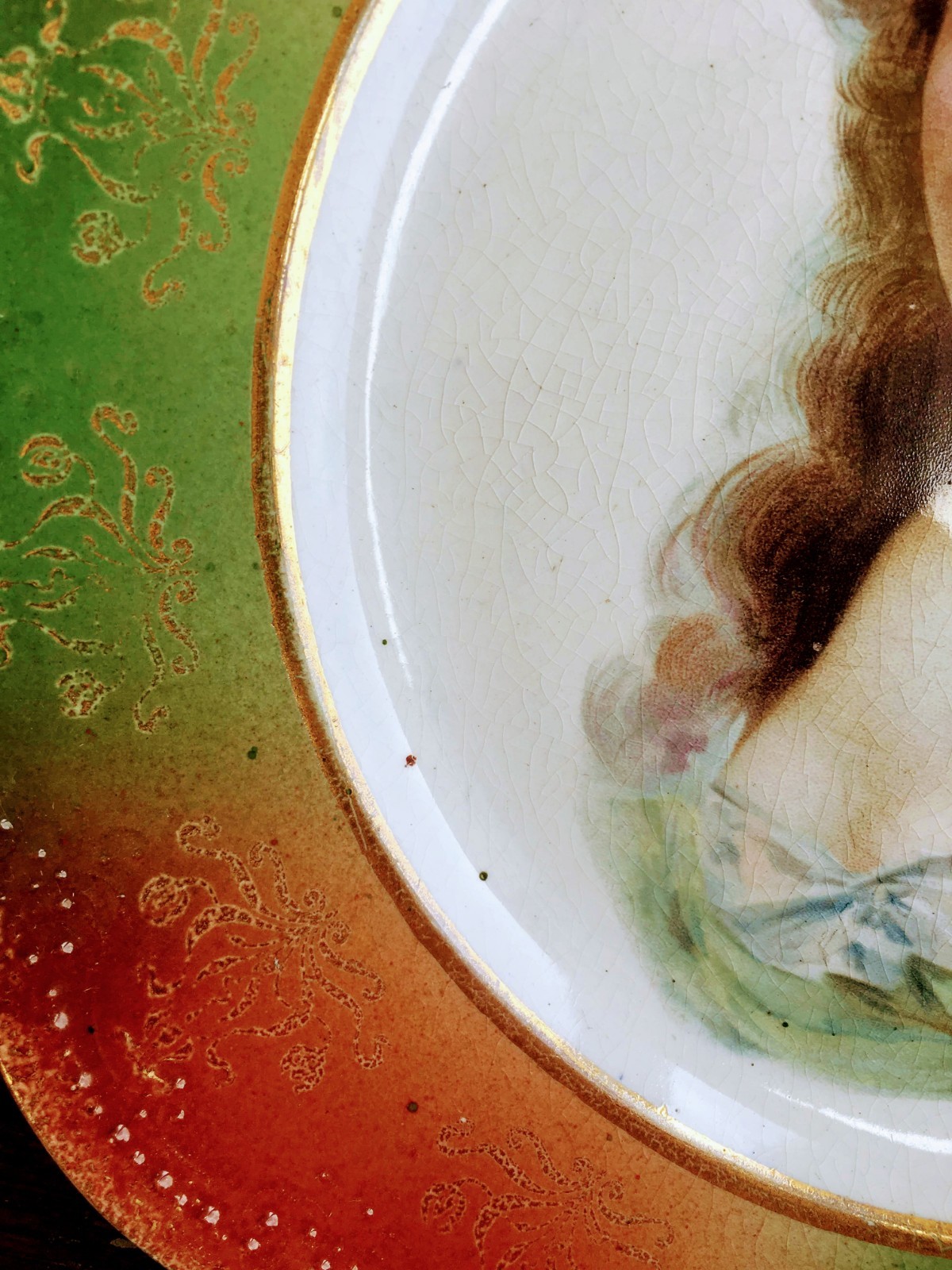 Vintage DRESDEN signed Portrait Plate Victorian Woman 9.25