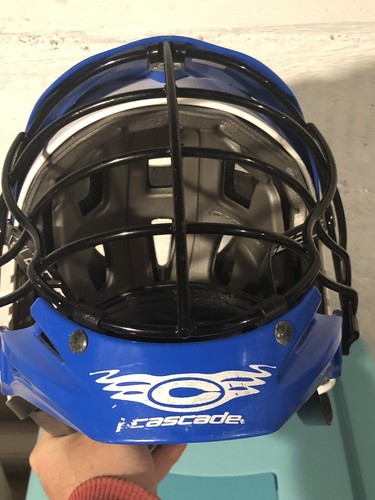 Cascade CPX Lacrosse Helmet with Chin Strap BLUE & White - Black Mask