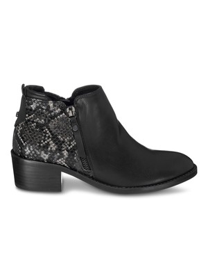 

GC Shoes Женские черные ботильоны Lamar с миндальным носком и принтом под змею на блочном каблуке, Черный, LAMAR