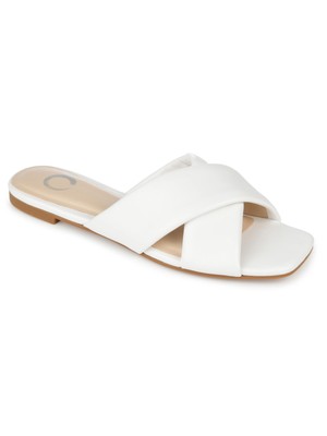 

JOURNEE COLLECTION Женские белые шлепанцы на блочном каблуке Carlotta, Белый, CARLOTTA-SANDALS