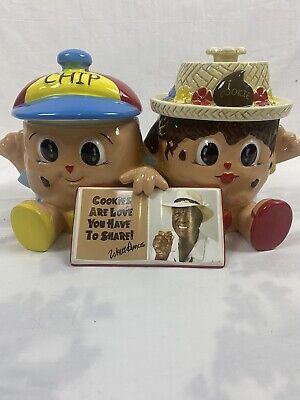 Famous Amos Collector DOUBLE Cookie Jar By Wally Amos “Chip And Cookie”