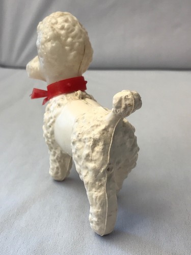 Poodle White French Poodle Dog Ornament Figurine Plastic Hong Kong Vintage 3.5