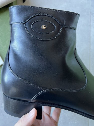 Pre-owned Gucci $1,100 Gg Logo Boots Shoes 12.5 In Black