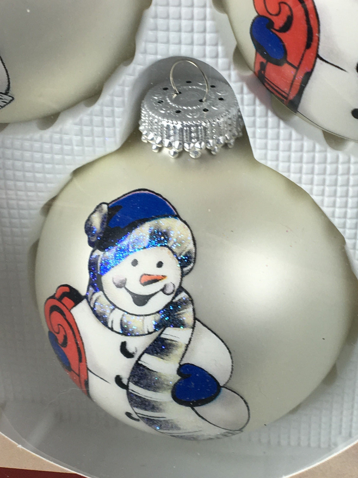 Enchanted Forest Snowman Glass Christmas Tree Ornaments