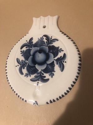Vintage Hand-painted Polish Pottery Blue Trivet