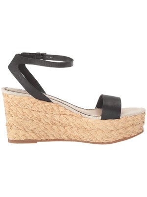 ВЕЛИКОЛЕПНЫЕ женские кожаные эспадрильи на танкетке Marie Toe черного цвета на 2 платформах, 10 М