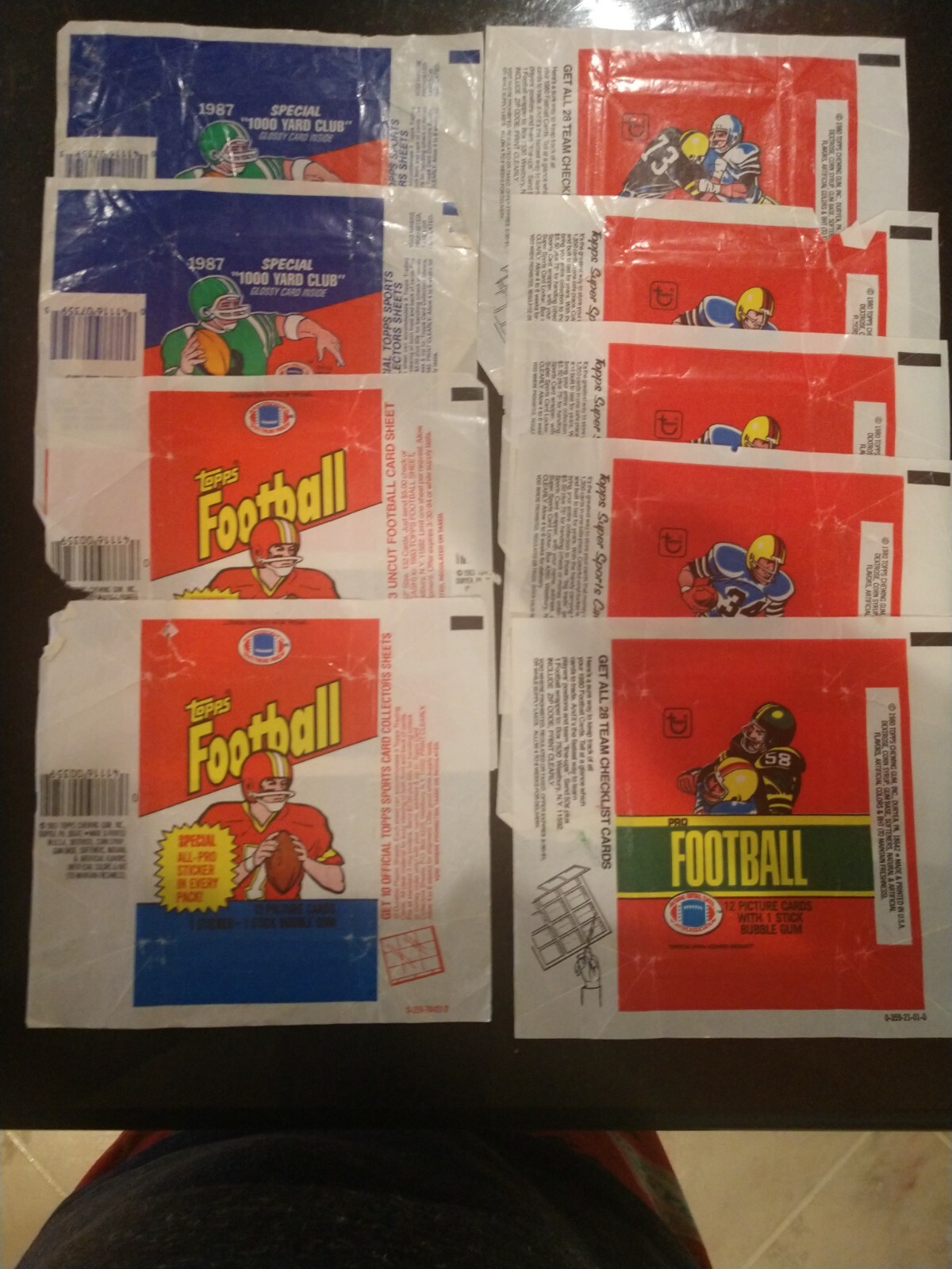 【わか】【PSA10】2枚セット 1980, 1983, 1987 Topps Football Card Wax Pack Wrappers - LOT