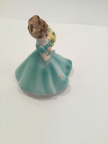 Vintage Josef Originals March Birthday Month Girl Figurine Aquamarine