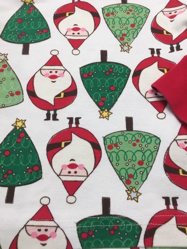 Hanna Andersson Long Johns Size 80 18-24 Christmas Santa Trees Pajamas Holiday