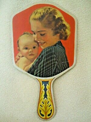 Vintage Cardboard Fan / Elizabeth ELK'S Deluxe Bingo / New Jersey /Mother & Baby