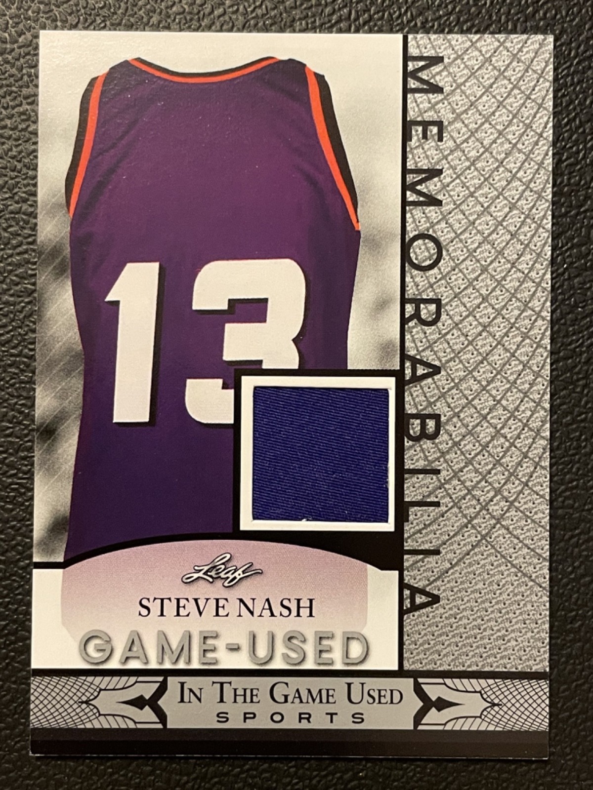 2024 Leaf In The Game Used Memorabilia Silver Steve Nash Jersey