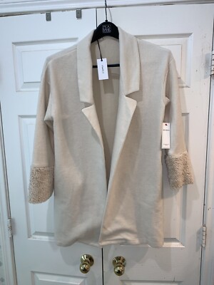 Z Supply Ivory Jacket / Shacket - Sherpa / Furry Sleeve Cuffs. Size: Cozy Small