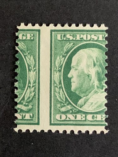 3/2324 US Stamp Sc374 1c Extremely Rare Major Perf Shift