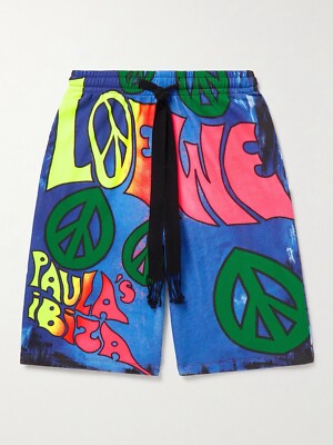 LOEWE+ Paula's Ibiza Wide-Leg Printed Cotton-Jersey Shorts Medium
