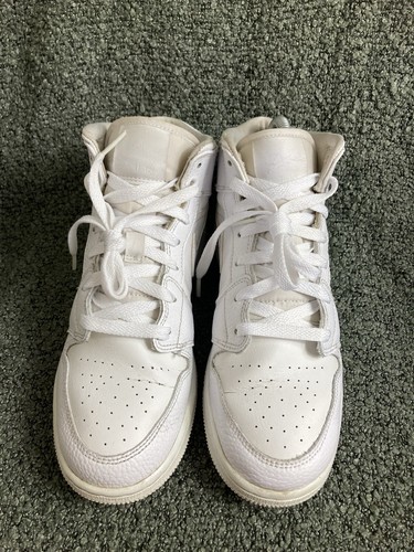 Nike Air Jordan 1 Mid Triple White Shoes 554725-130 Men's